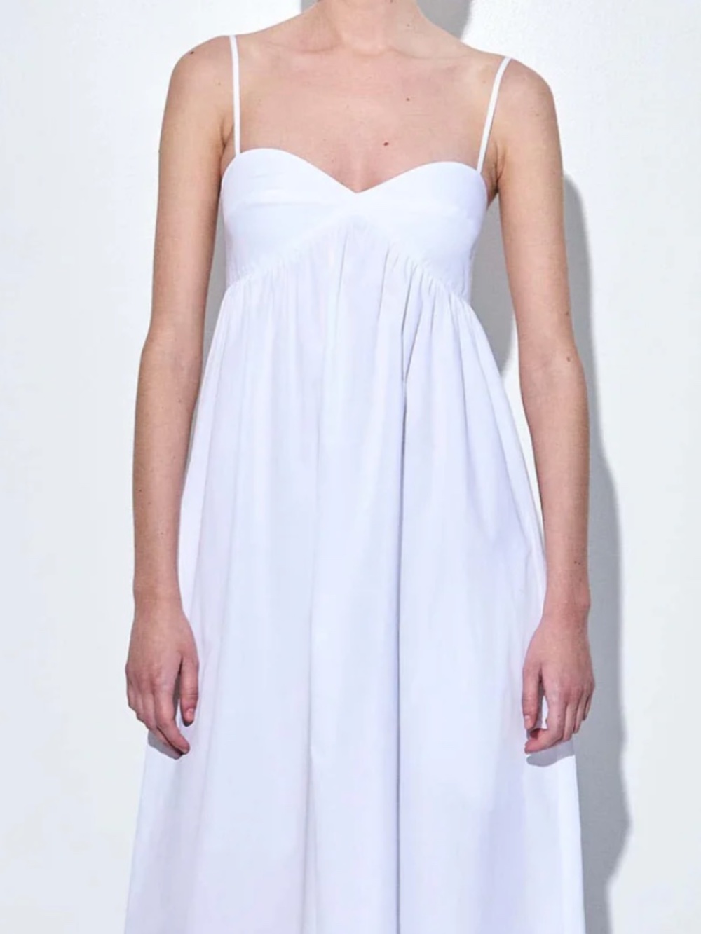 White Maxi Dress Cup Detail Poplin Maxi Dress